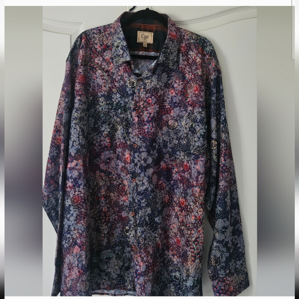 Men's Cigar Couture Floral Button-Down Shirt 4XL NWOT